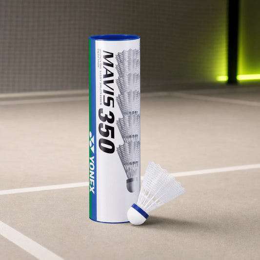 Volants nylon Yonex Mavis 350 Medium, tube de 6 – blanc